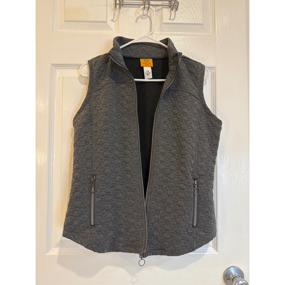 Ruby Rd Petite Gray‎ Quilted Vest Full Zip Sleeveless Jacket Pockets